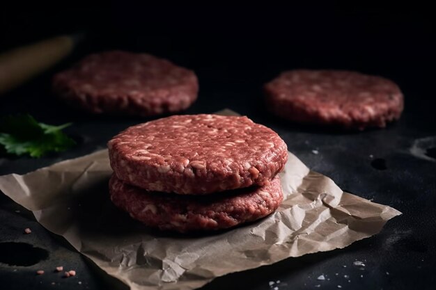 Twee rauwe hamburgers op tafel