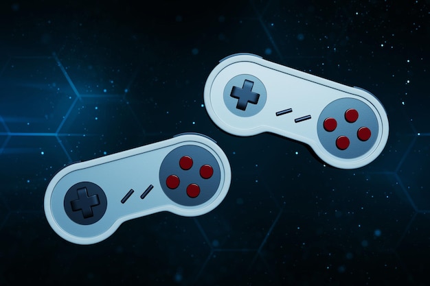 Twee retro game controllers 3d illustratie