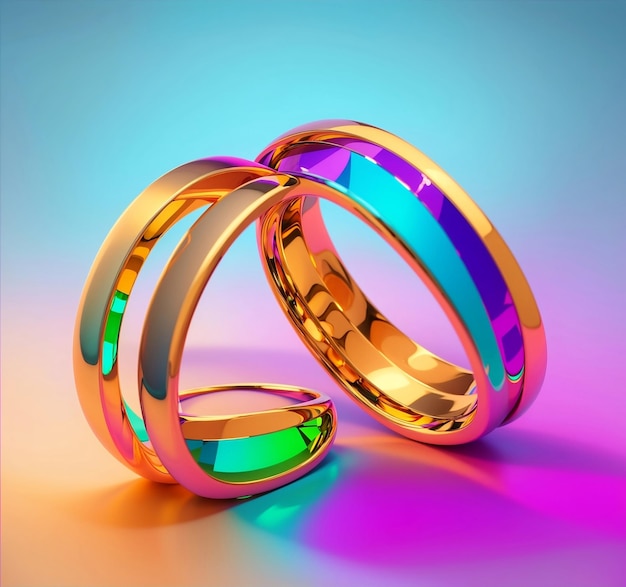 Twee ringen met verschillende kleuren kleuren en het woord quot het woord quot erop