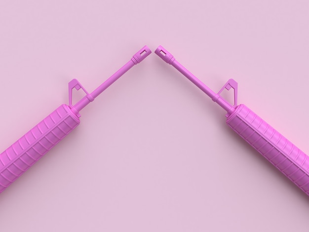 twee roze pistool abstracte 3D-rendering