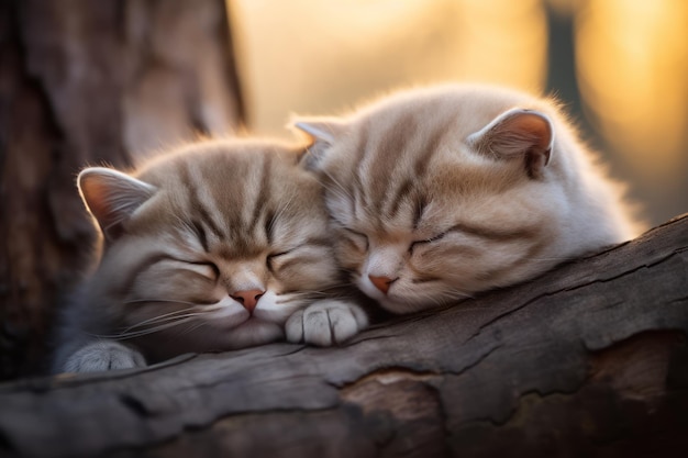 Twee Scottish Fold kittens katten slapen Generatieve AI