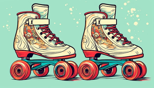 twee skateboards met de onderkant van hen heeft een tekening van een paar schoenen op hen