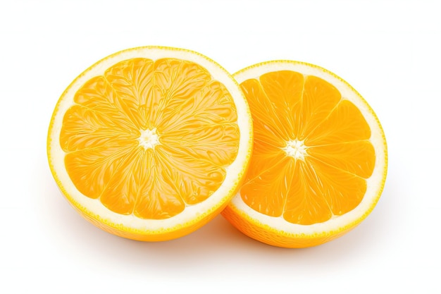 Twee stukjes sinaasappel witte achtergrond