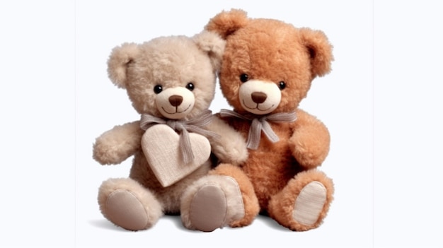 twee teddyberen met een hart op hun borst