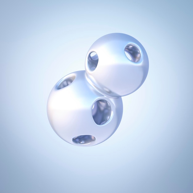 Twee verbonden kwikbollen, 3D-rendering