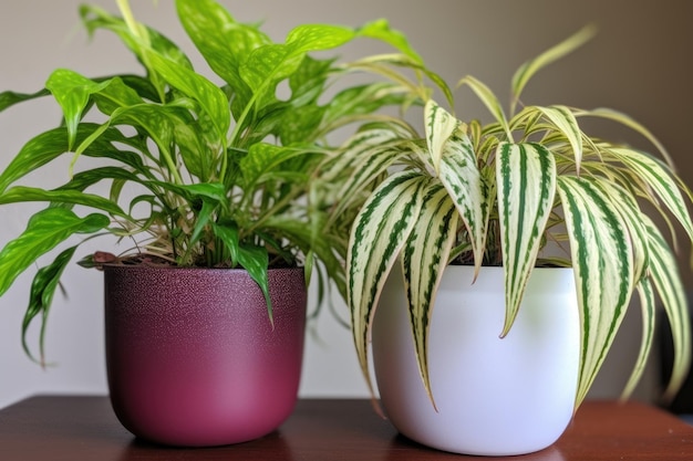 Twee verschillende plantensoorten die in dezelfde pot gedijen