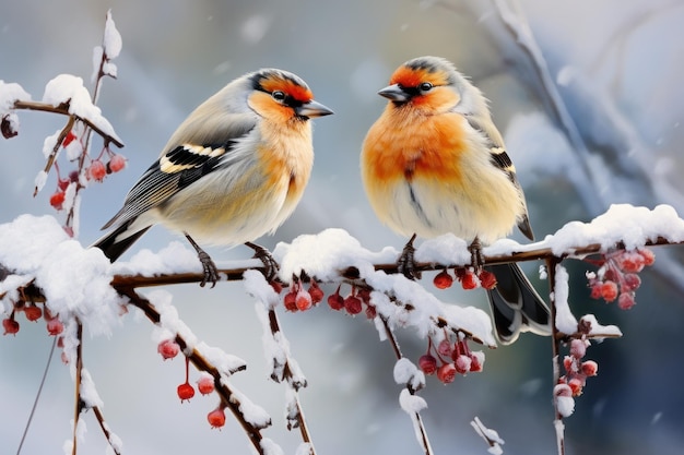 twee vogels in de winter