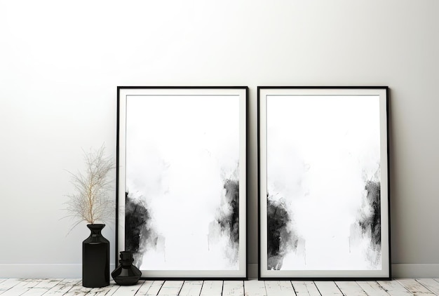 Foto twee witte framemodellen voor moderne digitale fotografie in de stijl van de academische schrijverswereld