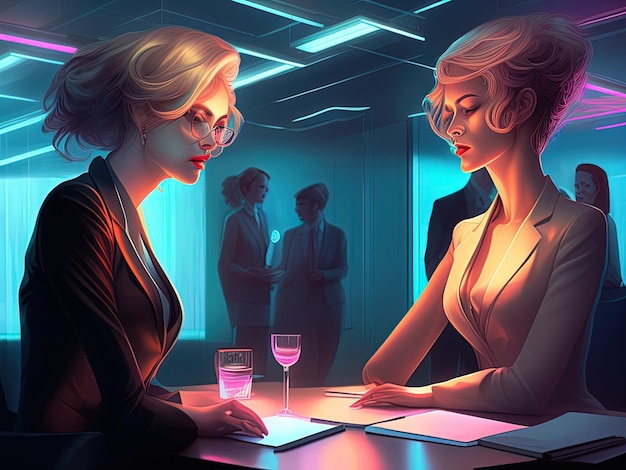 twee zakenvrouwen aan tafel