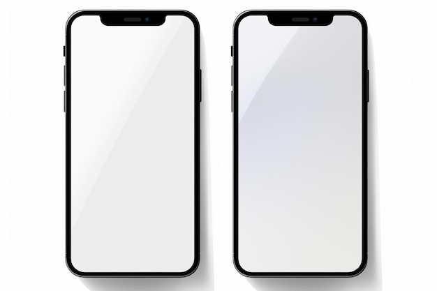 twee zwarte en witte iPhones naast elkaar op een witte achtergrond