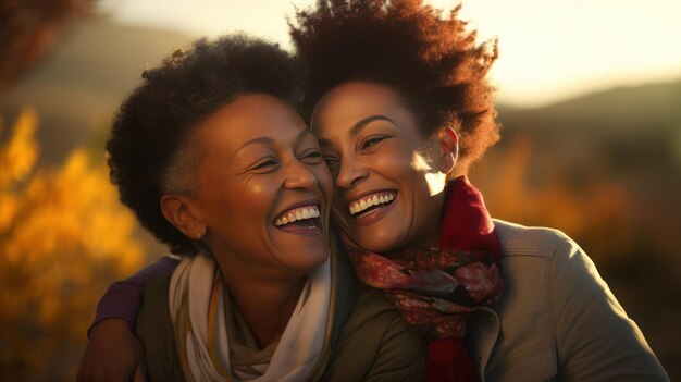 Twee zwarte vrouwen vriendschap glimlachen