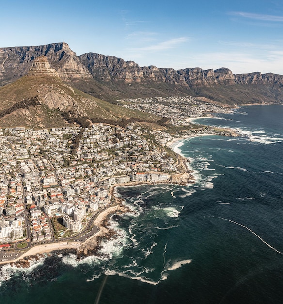 Twelve Apostles and Sea Point Cape Town view from helicopter