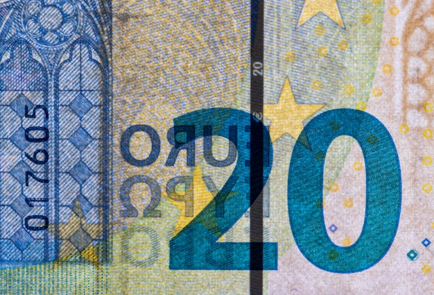 Photo twenty euro banknotes close up