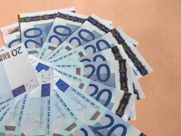 Twenty Euro banknotes currency of the European Union