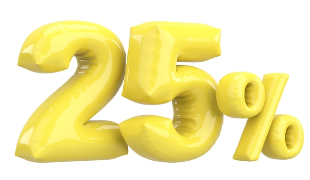 Twenty five percent 25 balloon text 3D illustration