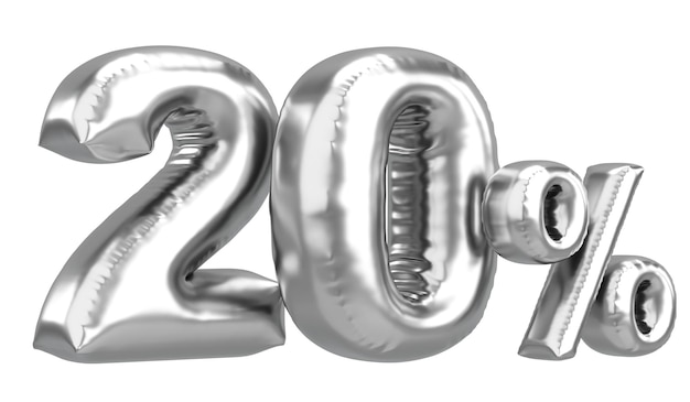 Twenty percent 20 balloon text 3D illustration