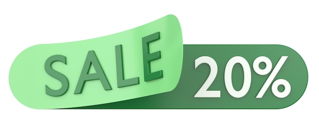 Photo twenty percent sale 20 sale 3d illustration