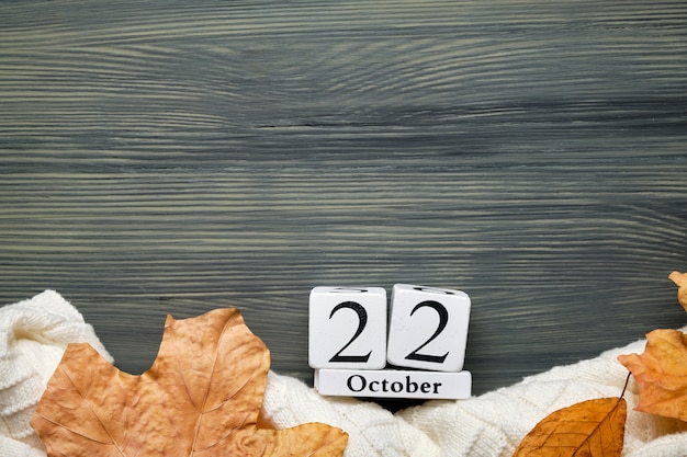 Фото Двадцать второй день осеннего календарного месяца октября с копией пространства