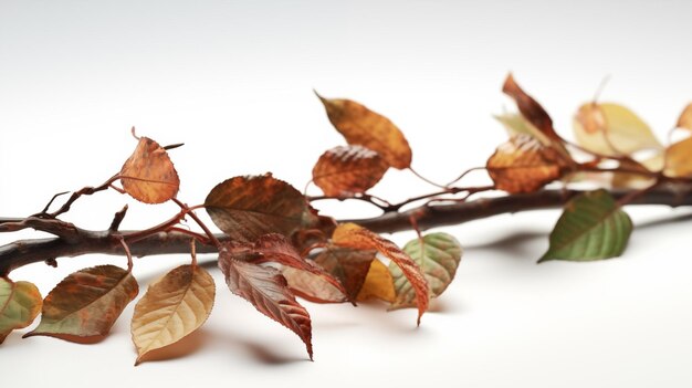 Photo twigs with leaves on white background