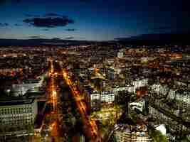 Photo twilight aerial view of bustling cityscape varna bulgaria