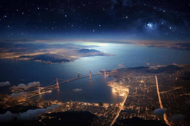 Twilight Cityscape met sterrenhemel