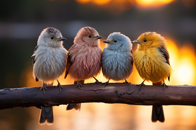 Photo twilight serenade birds at sunset