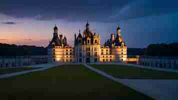 Photo twilight serenade at the chateau de chambord photo real for legal reviewing theme full depth of fie