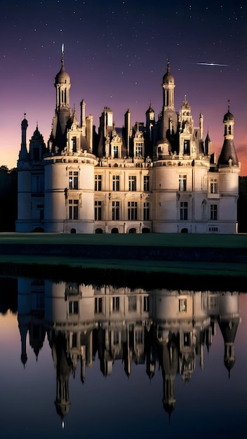 Photo twilight serenade at the chateau de chambord photo real for legal reviewing theme full depth of fie