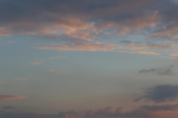 夕暮れの雲と夕焼けの空