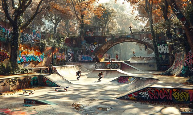 Foto twilight stedelijk skatepark