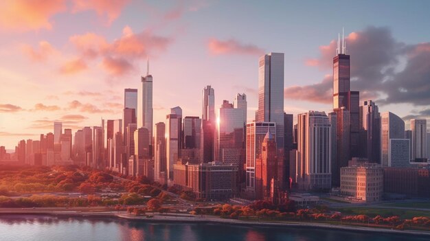 Twilight tapestry of chicago skyline