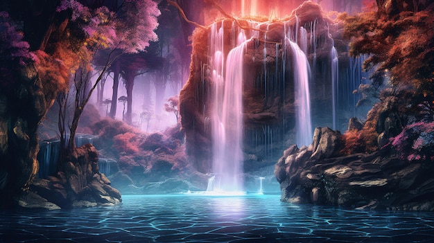 сумеречная зона водопады фэнтези яркий свет
