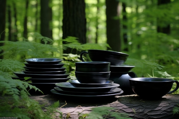 Twilights Table Dishes in Dusk Light