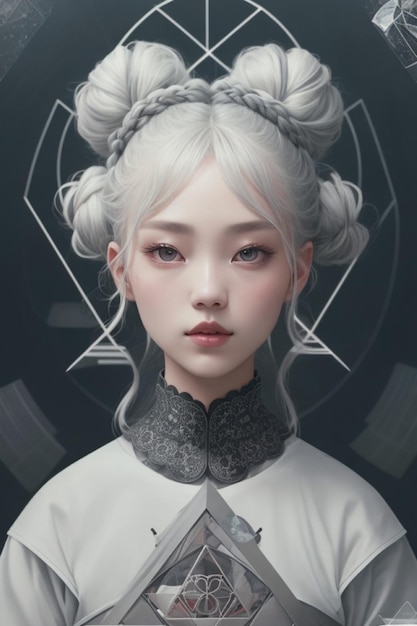 Twin Bun Allure The Korean Gothic Student Girl's Grey World