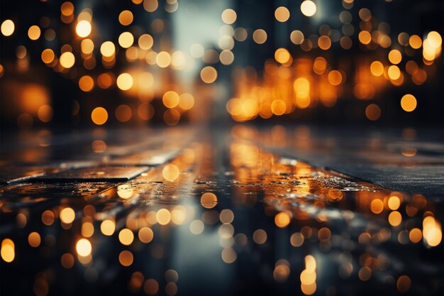 Twinkling cityscape Night city in blur embraces captivating circle bokeh enchanting scenery