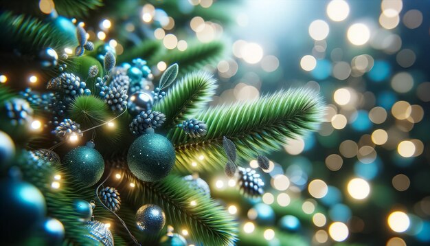 Twinkling lights and ornaments adorn festive christmas tree