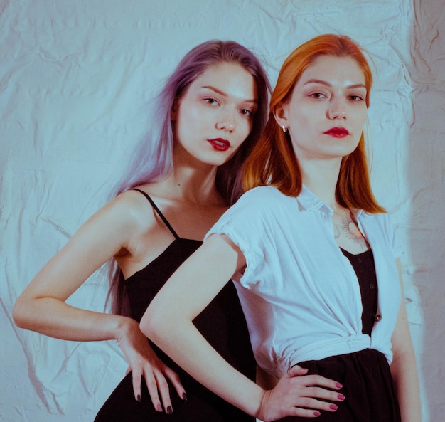 Twins in black dresses