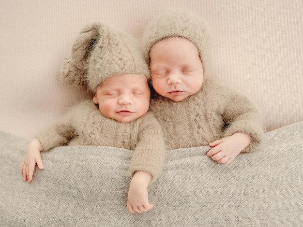 Twins newborn studio portrait