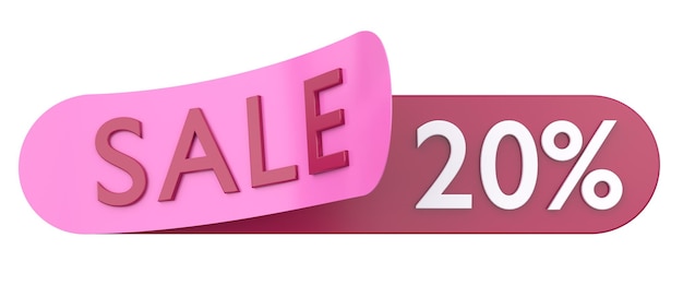 Twintig procent verkoop 20 verkoop 3D illustratie