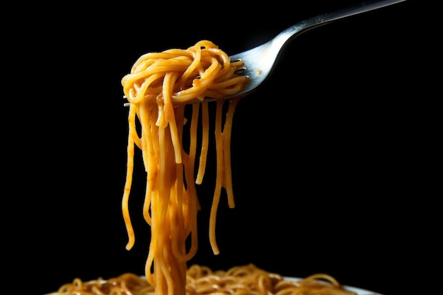 パスタをフォークで回す