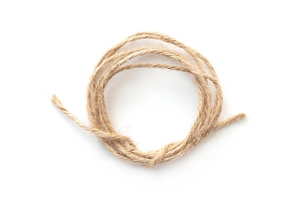 twisted circle thin rope isolated on white