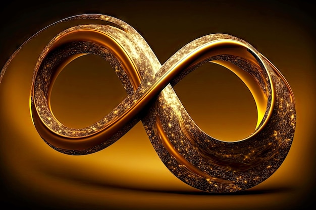 Photo twisted golden eight signifying infinity sign symbol