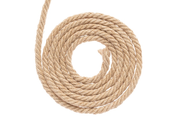 Twisted jute rope. Isolated on a white background.