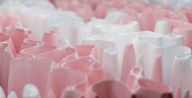 Скрученная розово-белая кремовая поверхность текстуры узора формыШаблон для презентациилоготипБаннерДва цветагеометрические формыпростой макетминимальные элементы дизайнаабстрактный 3d рендеринг композиции
