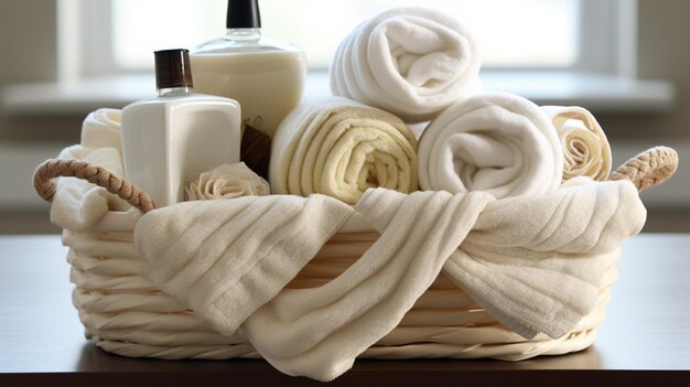 Photo twisted towels spa basket