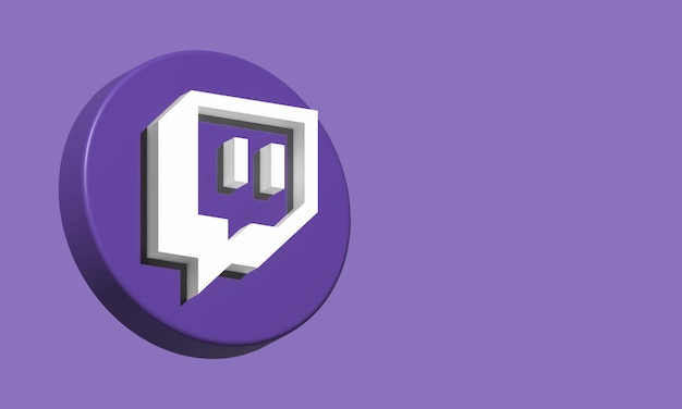 Twitch Circle Button Icon 3D Elegant Template Blank Space