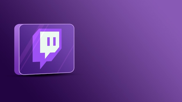 Photo twitch logo on a glass platform 3d