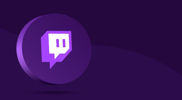 Twitch logo minimal design on circle 3d