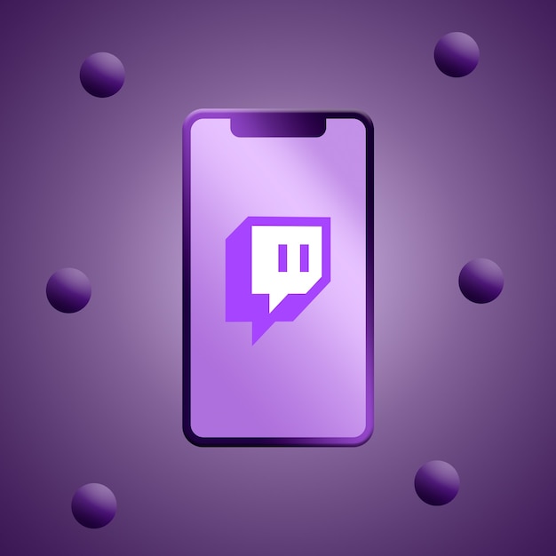 Photo twitch logo on phone screen 3d rendering