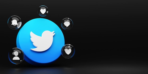 Twitter 3d визуализация логотипа приложения фон платформа социальных сетей Twitter